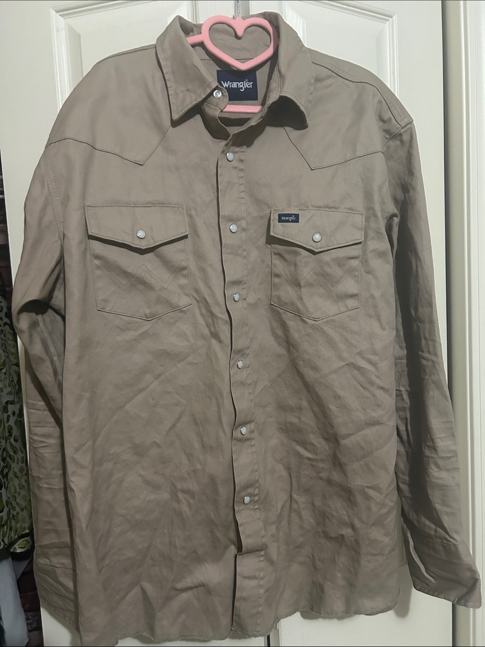 Wrangler Taupe Pearl Snap Western Shirt | Cowboy Ranch Workwear Button Up